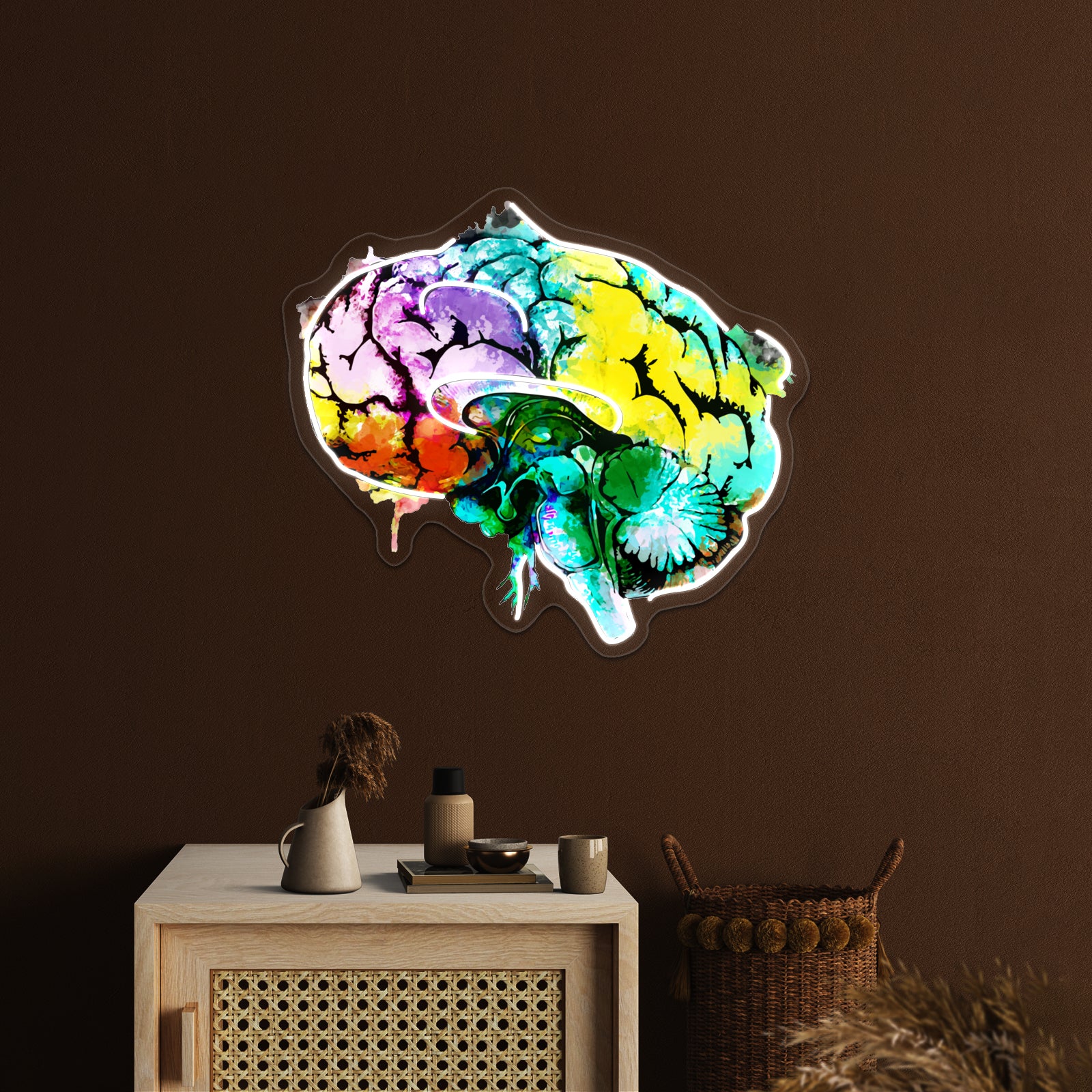 Watercolor Mental Health Brain Art Psychology Colorfull Wall Artwork Neon Signs | Shineneon