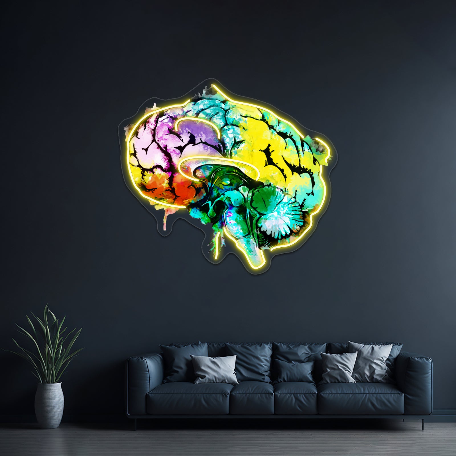 Watercolor Mental Health Brain Art Psychology Colorfull Wall Artwork Neon Signs | Shineneon