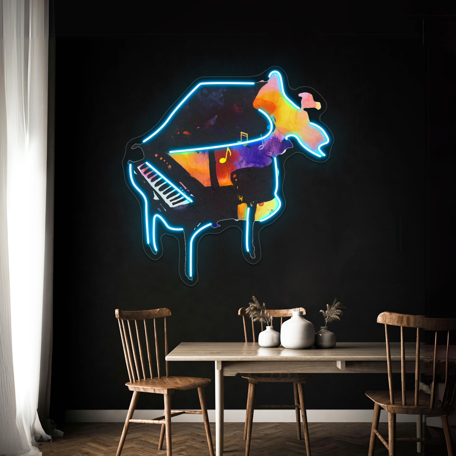 Watercolor Playing Piano Wall Artwork Neon Signs | Shineneon