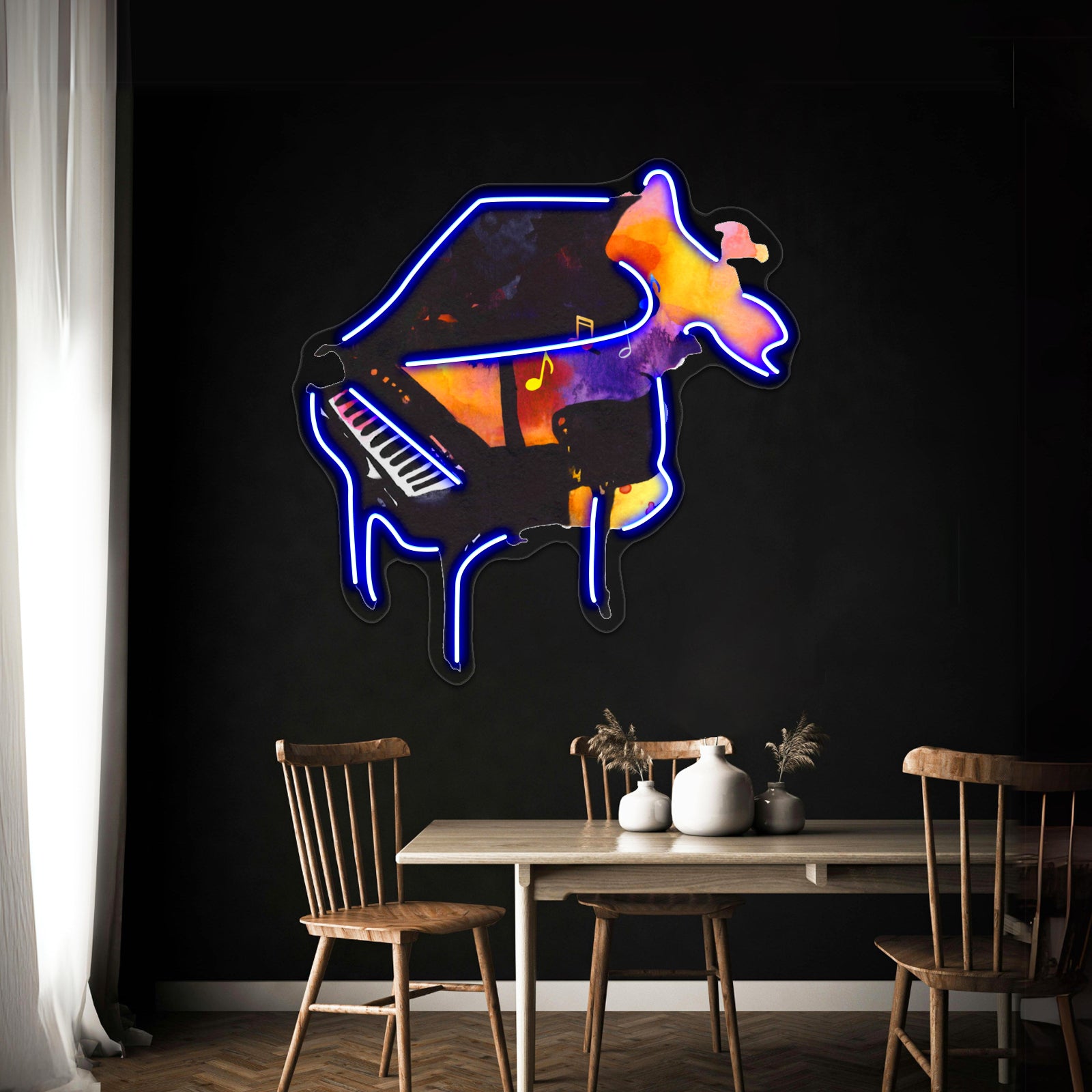 Watercolor Playing Piano Wall Artwork Neon Signs | Shineneon