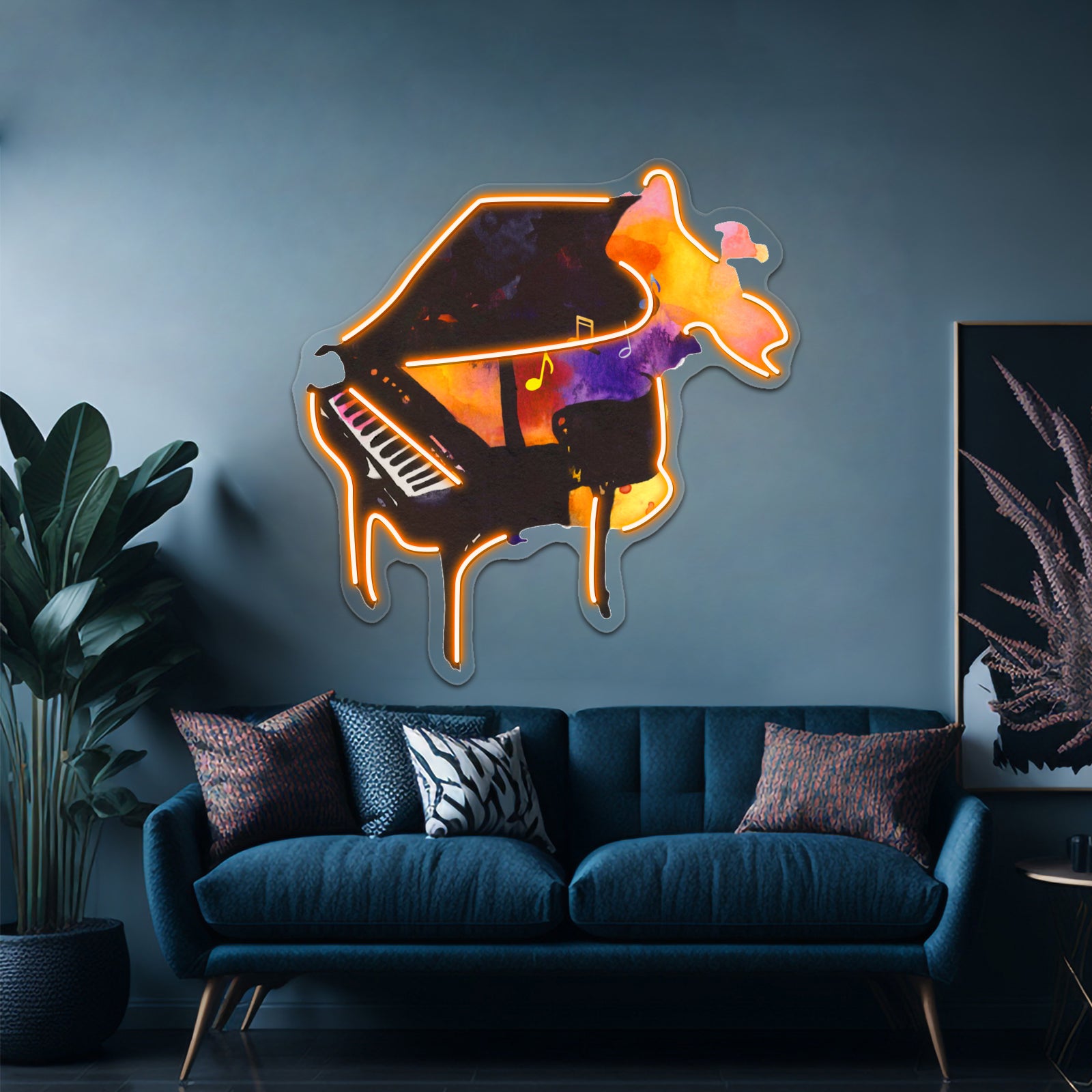 Watercolor Playing Piano Wall Artwork Neon Signs | Shineneon