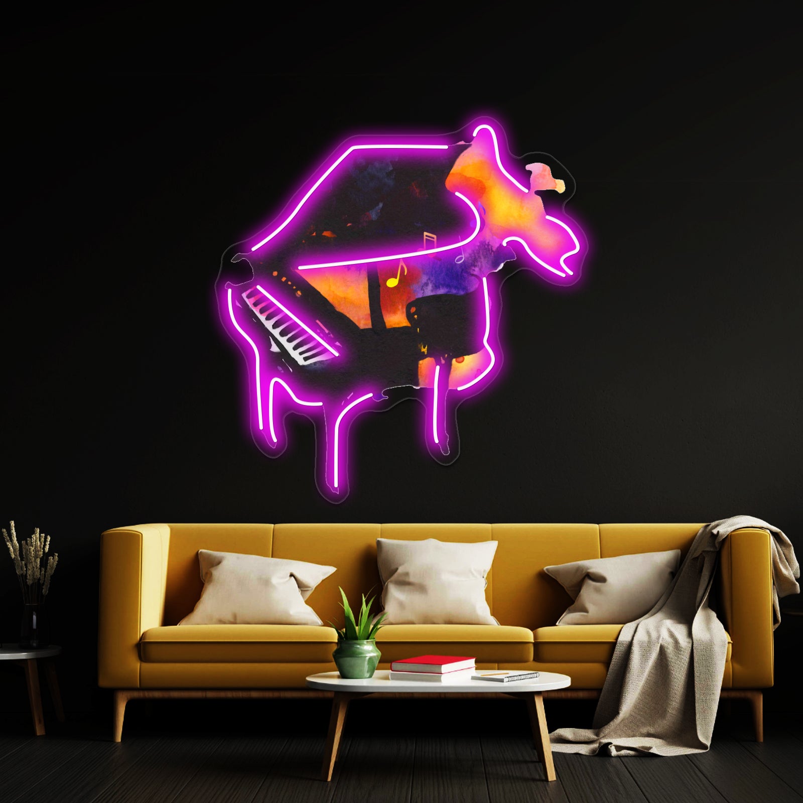 Watercolor Playing Piano Wall Artwork Neon Signs | Shineneon