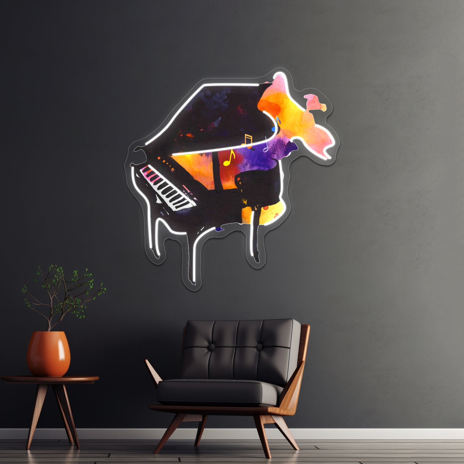 Watercolor Playing Piano Wall Artwork Neon Signs | Shineneon