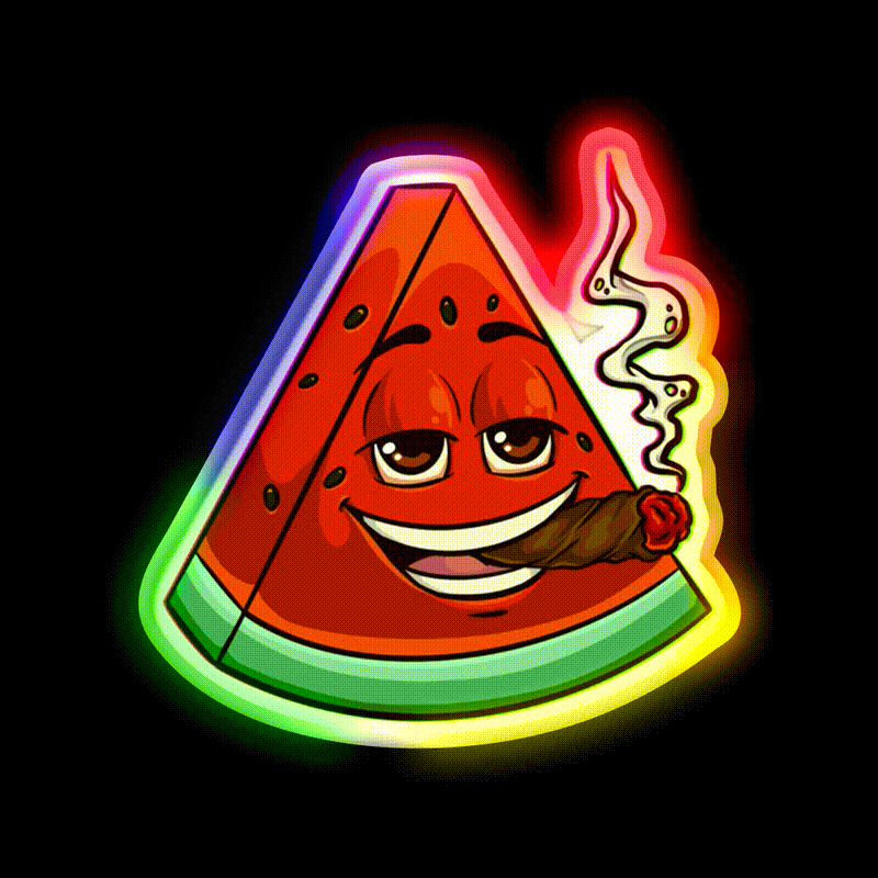 Watermelon Blunt Hemp Inspired Green Leaf Led Neon Sign Rgb Color - LED neon sign close-up detail