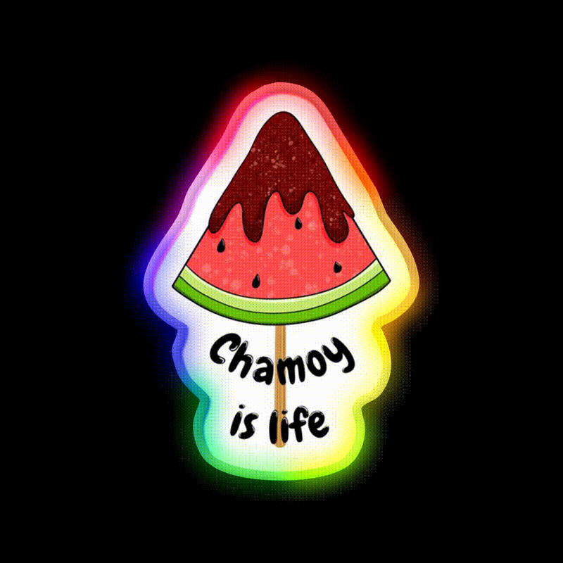 Watermelon Chamoy On A Stick Snack Food Led Neon Sign Rgb Color - LED neon sign close-up detail