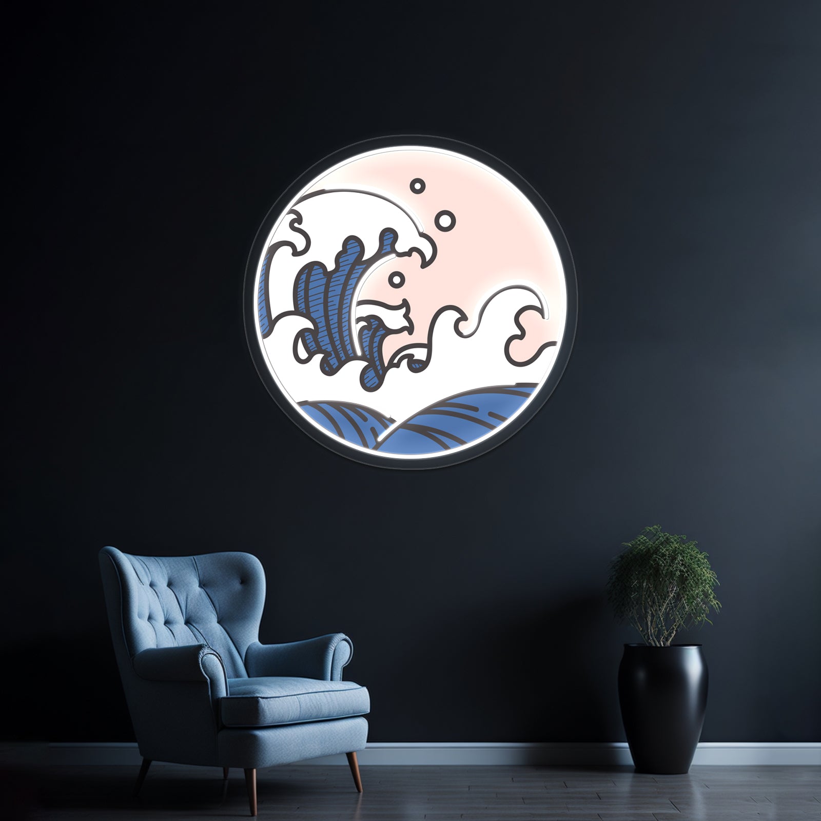 Waves Landscape Tshirt Tees Design Wall Artwork Neon Signs | Shineneon