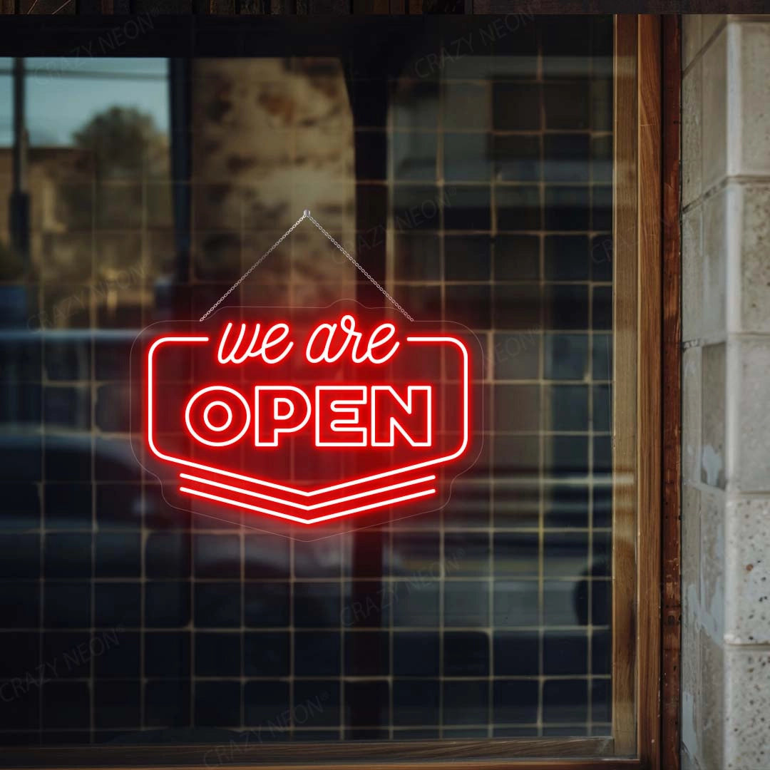 We Are Open Downward Arrow Sign | Shineneon