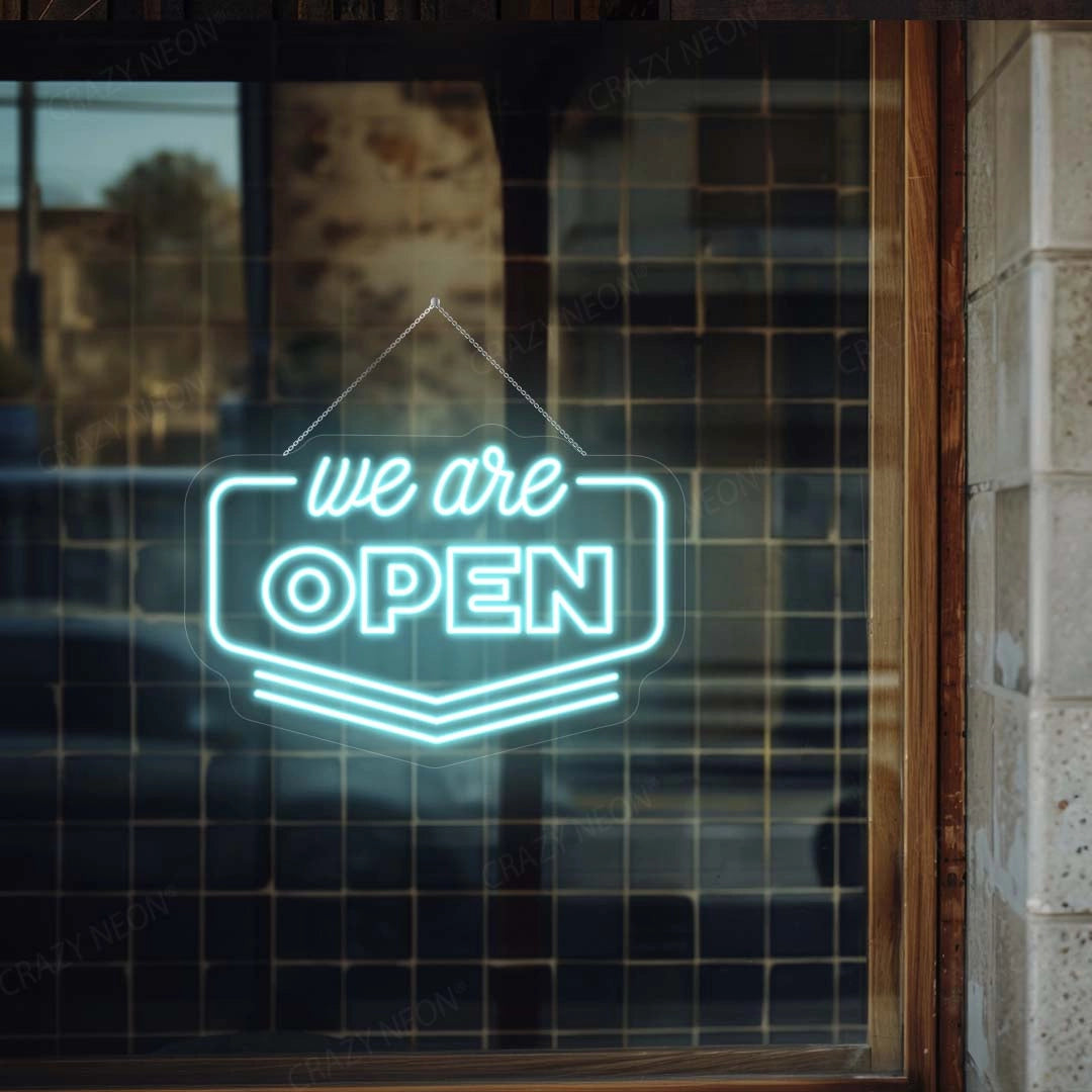 We Are Open Downward Arrow Sign | Shineneon