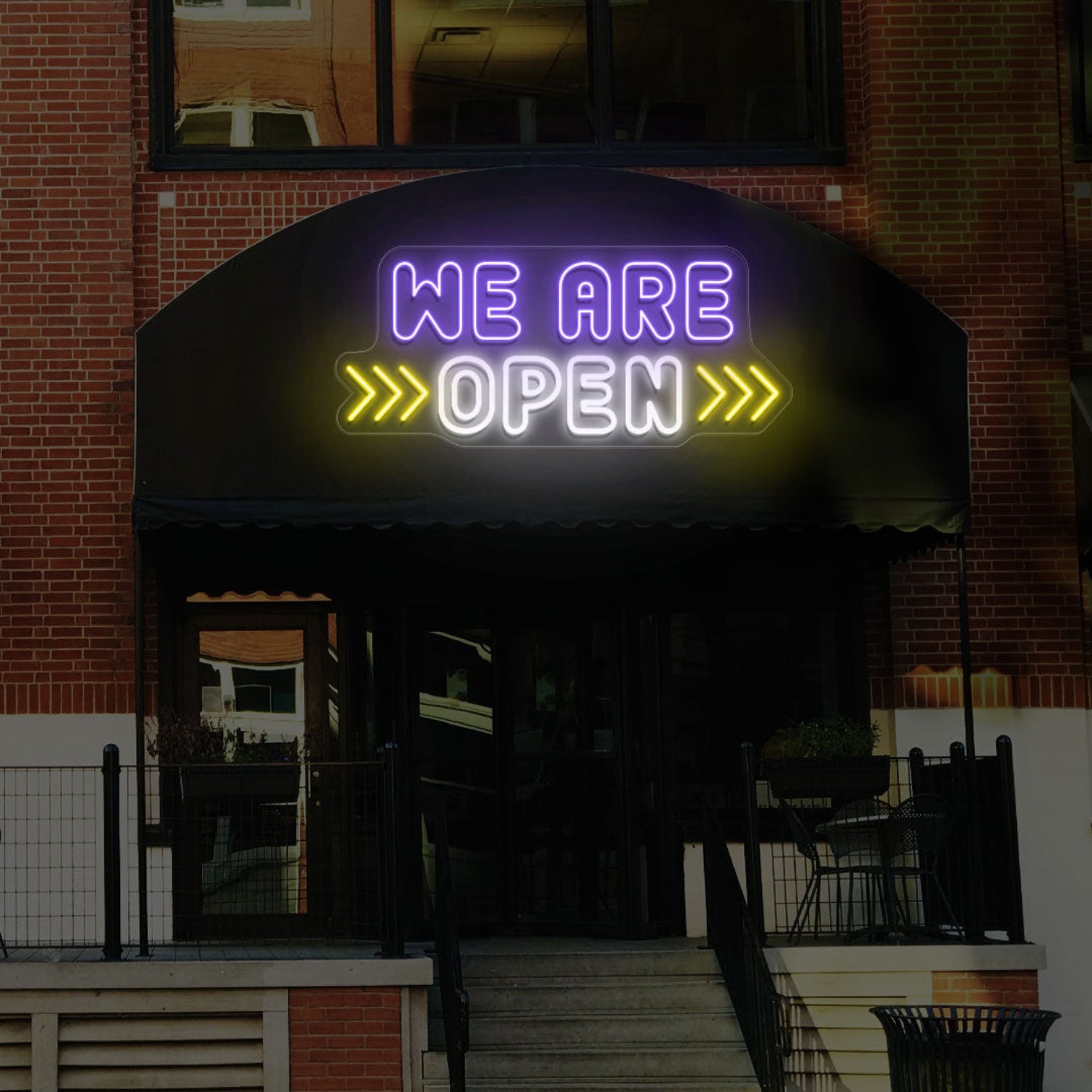 We Are Open Multicolor Sign With Horizontal Arrow | Shineneon
