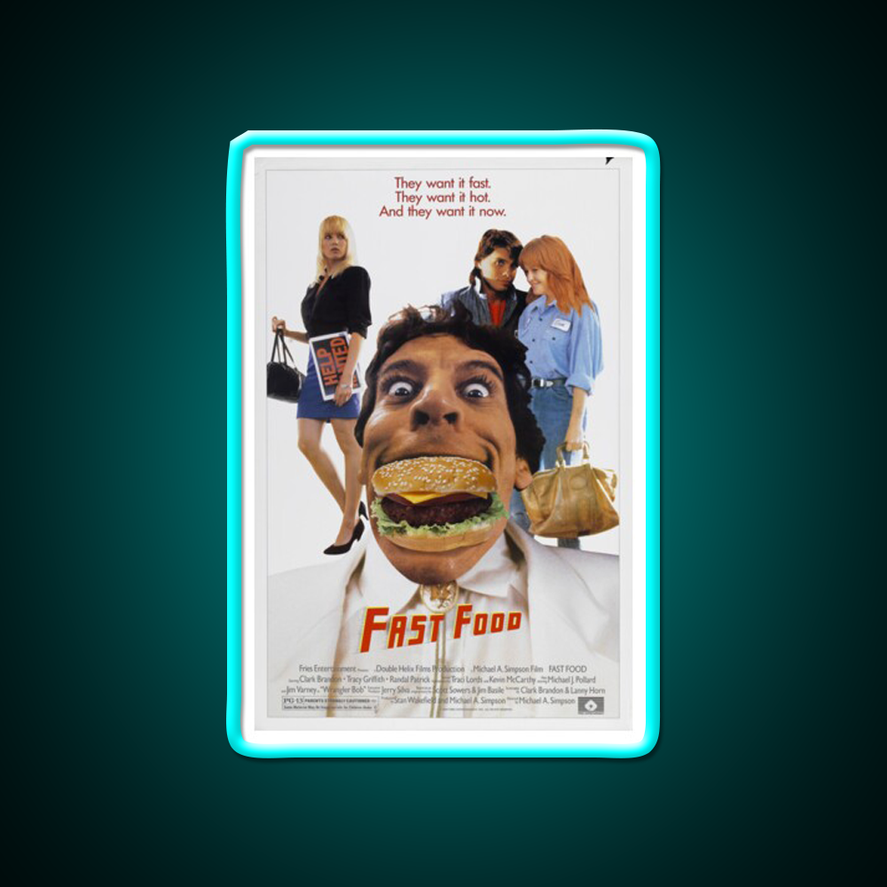 We Love Fast Food Led Neon Sign For Burger Place Wall Art Rgb Color