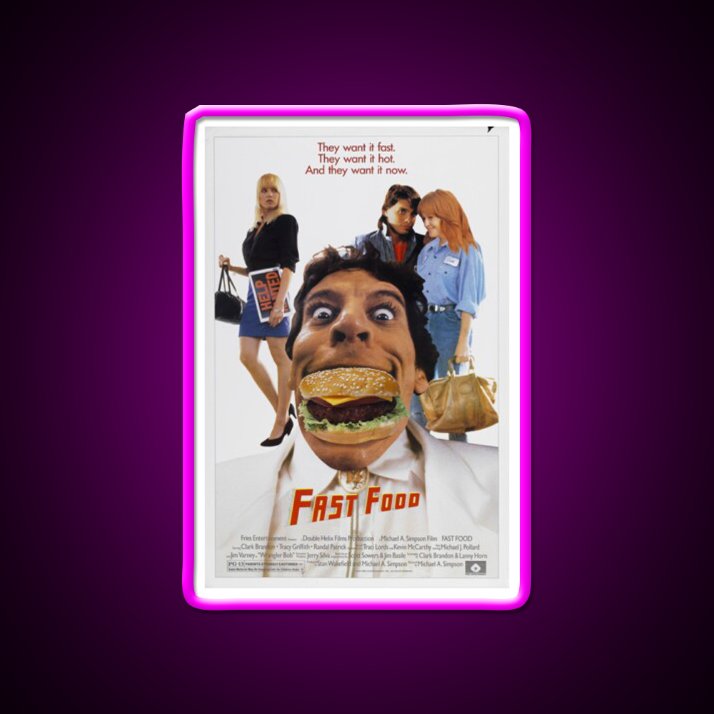 We Love Fast Food Led Neon Sign For Burger Place Wall Art Rgb Color