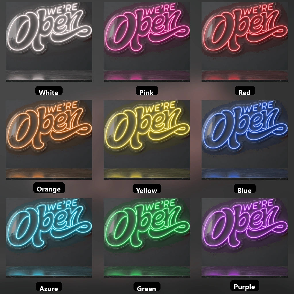 We Re Open Business LED Neon Sign - 05 Color Grid