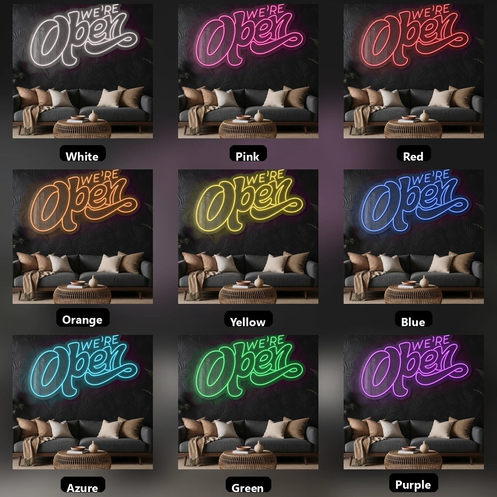 We Re Open Wall Decor LED Neon Sign - 05 Color Grid