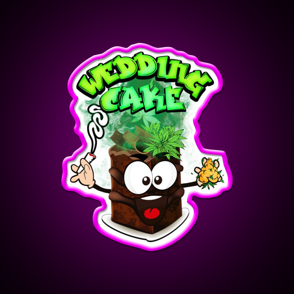 Wedding Cake Weed Strain Package Hemp Inspired Green Leaf Led Neon Sign Rgb Color