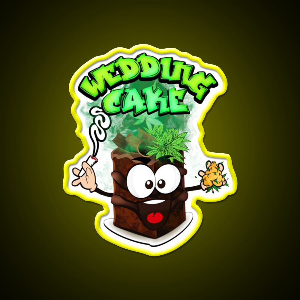 Wedding Cake Weed Strain Package Hemp Inspired Green Leaf Led Neon Sign Rgb Color