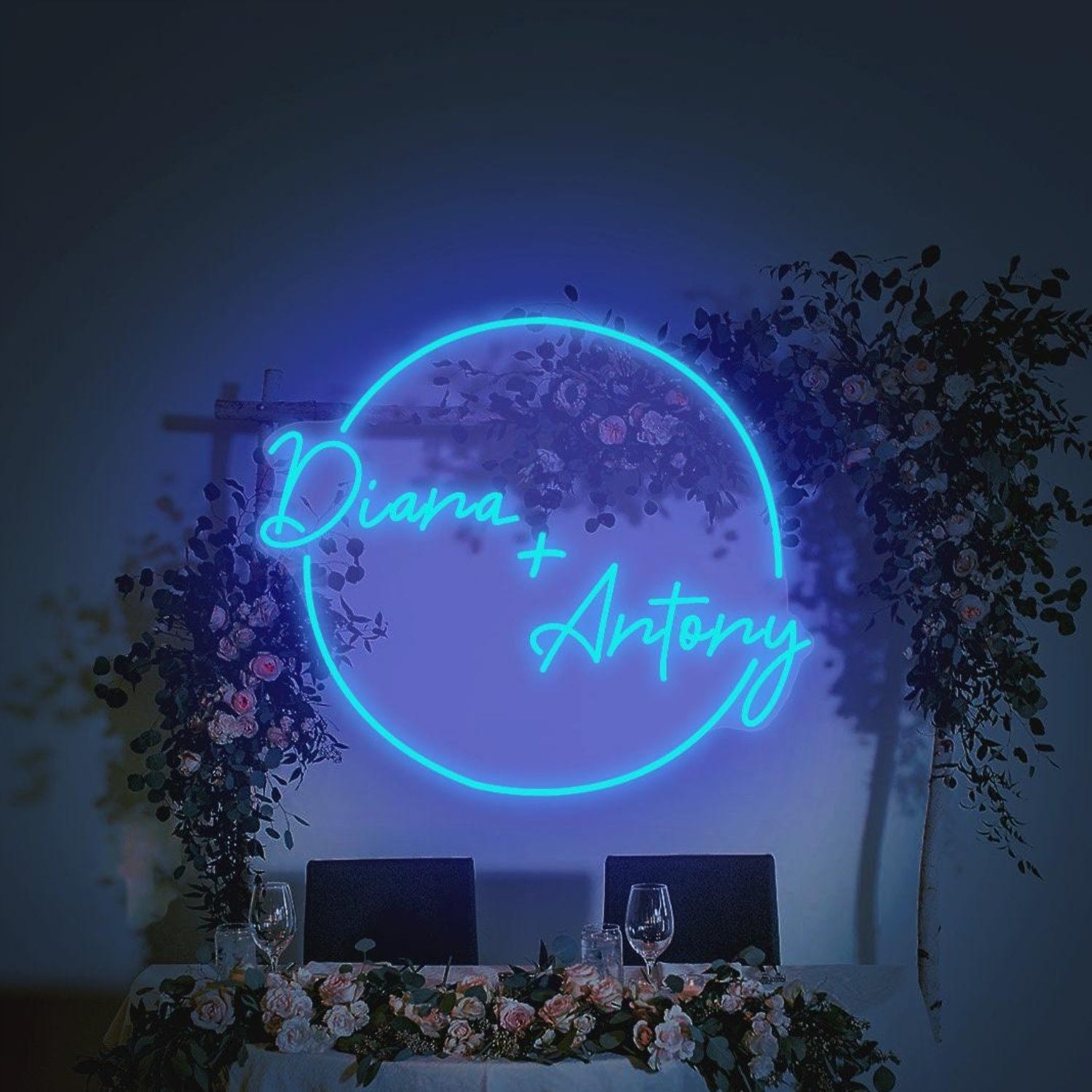 Wedding Led Neon Sign With Circle And Your Names | Shineneon