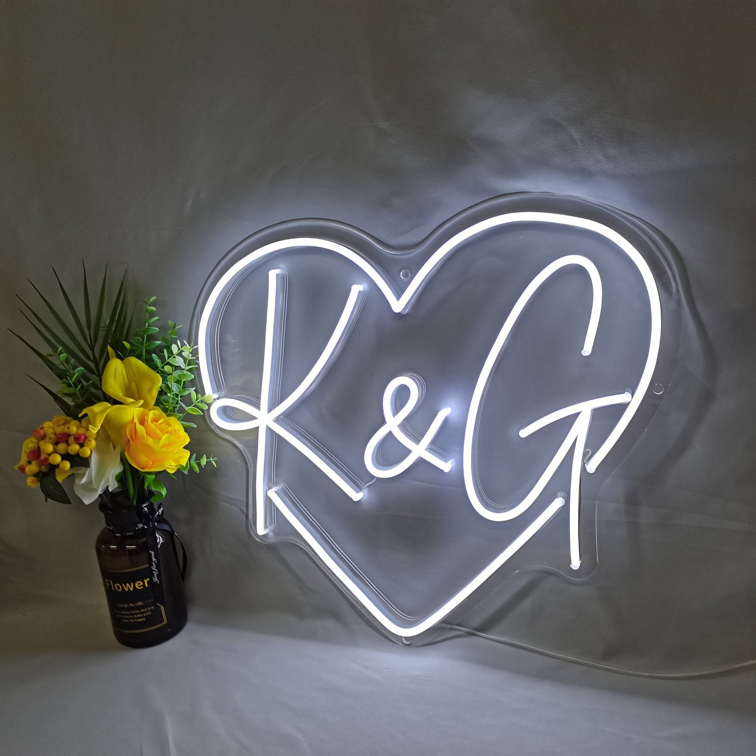 Wedding Led Neon Sign With Heart And Your Initial Letters | Shineneon