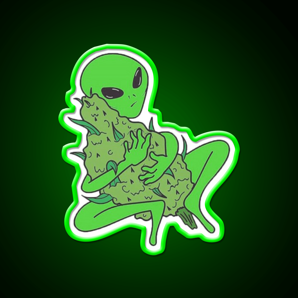 Weed Alien Hemp Inspired Green Leaf Led Neon Sign Rgb Color - Shineneon
