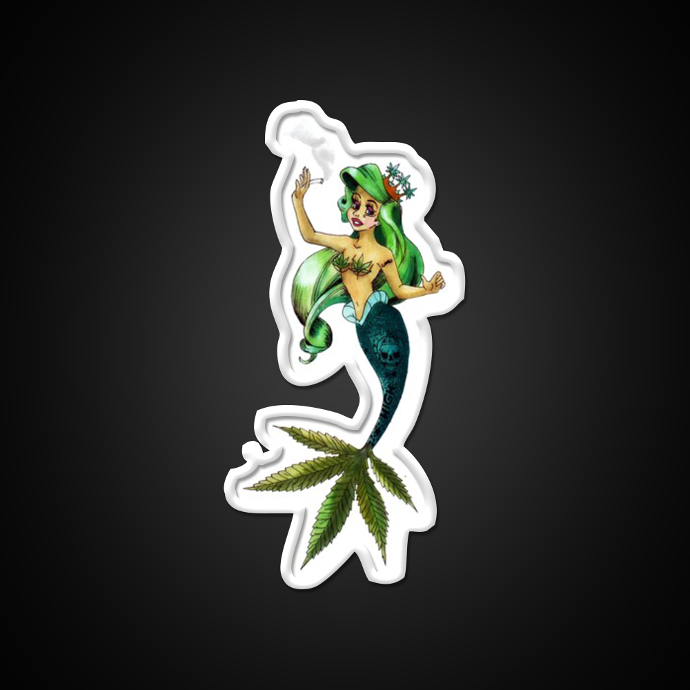 Weed And The Sea Mermaid Hemp Inspired Green Leaf Led Neon Sign Rgb Color - LED neon sign view 11