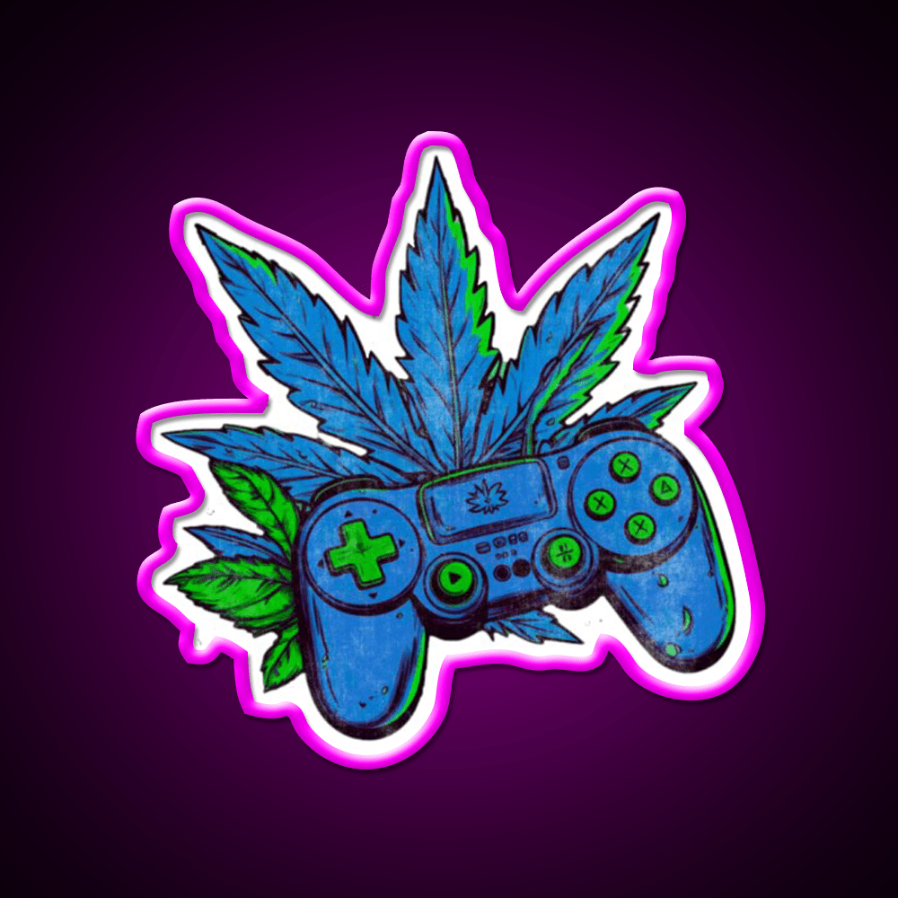 Weed Gamer Console Hemp Inspired Green Leaf Led Neon Sign Rgb Color - Shineneon
