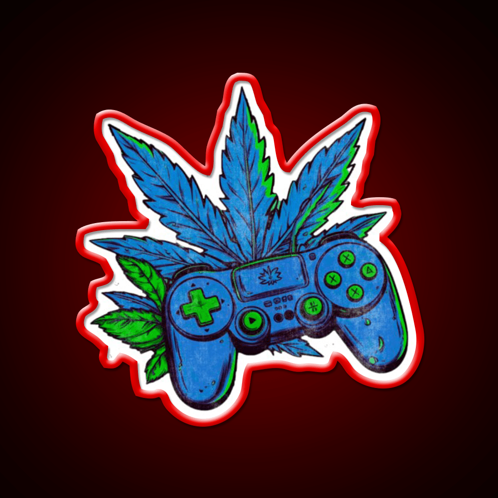 Weed Gamer Console Hemp Inspired Green Leaf Led Neon Sign Rgb Color - Shineneon