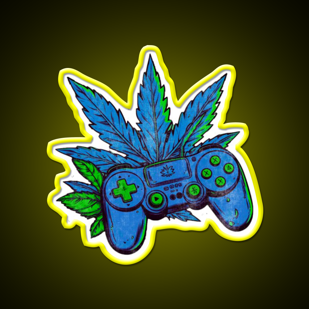 Weed Gamer Console Hemp Inspired Green Leaf Led Neon Sign Rgb Color - LED neon sign view 7