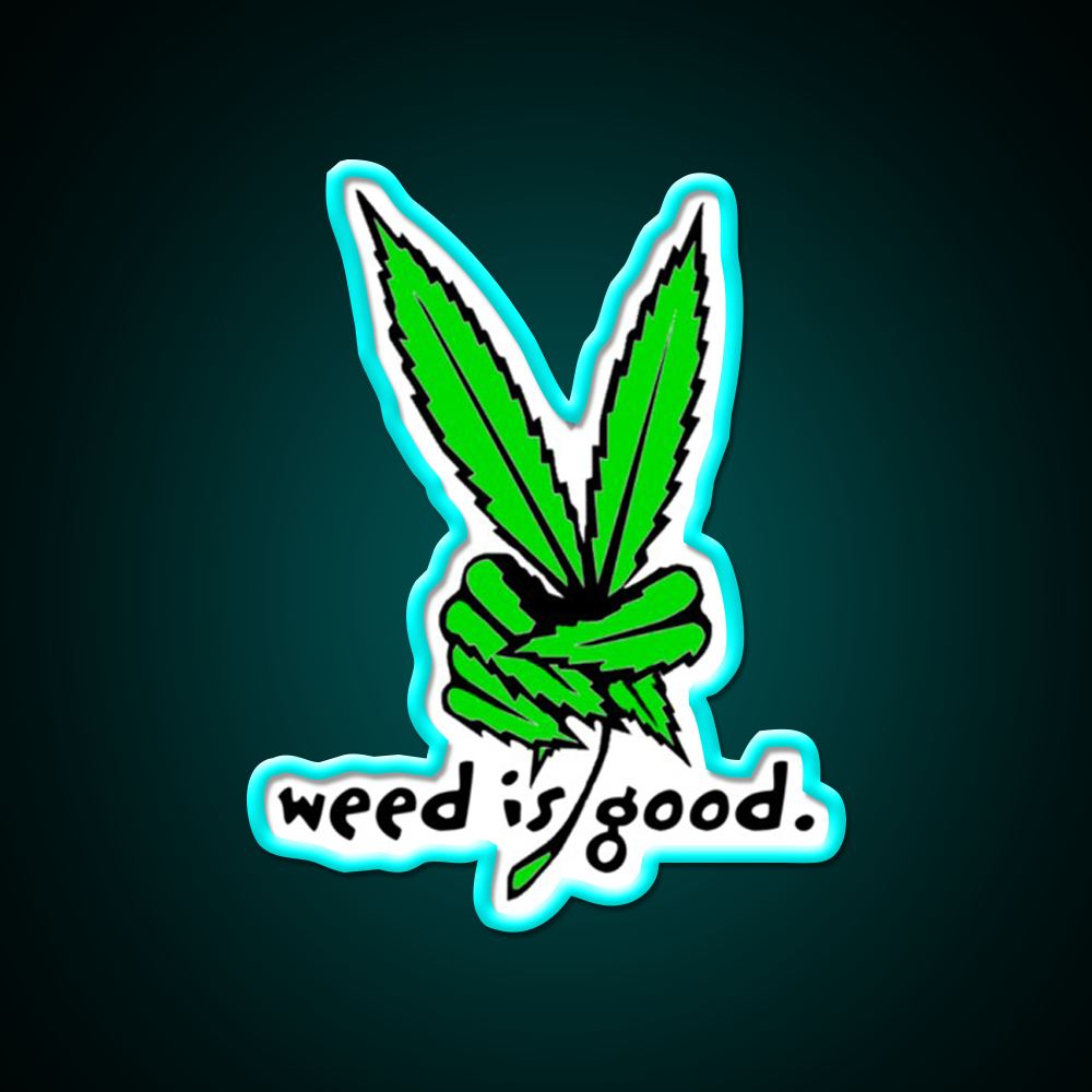 Weed Is Good Hemp Inspired Green Leaf Led Neon Sign Rgb Color - Size and dimension reference