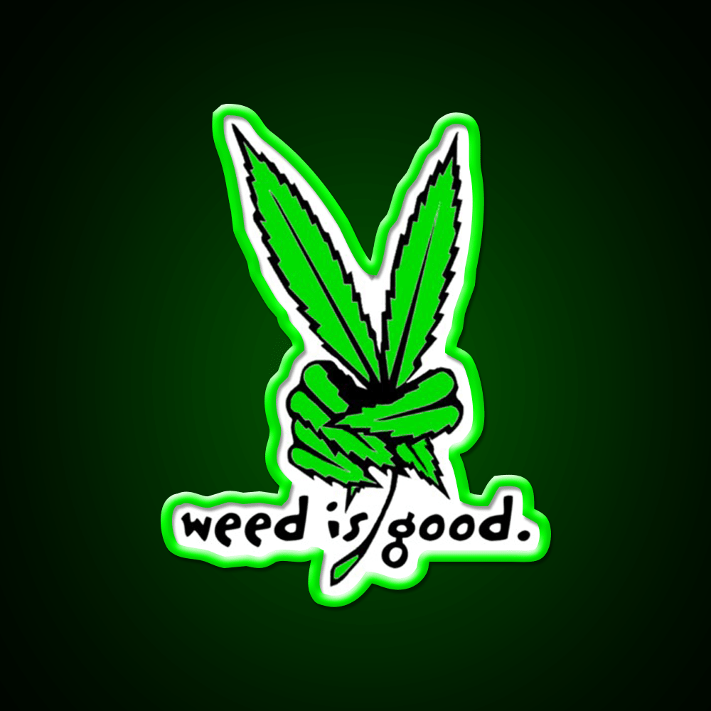 Weed Is Good Hemp Inspired Green Leaf Led Neon Sign Rgb Color - Shineneon