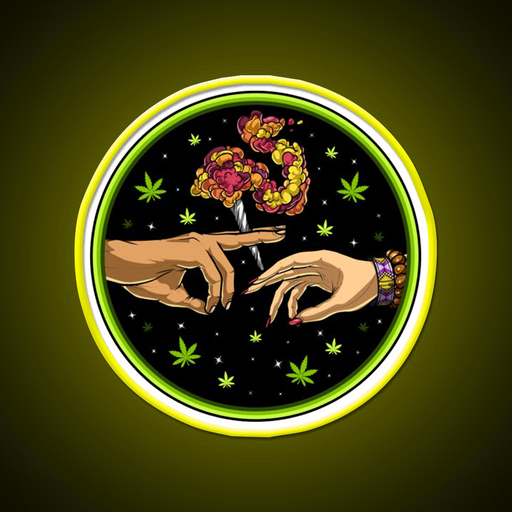 Weed Joint Hemp Inspired Green Leaf Led Neon Sign Rgb Color - Custom LED neon sign front view