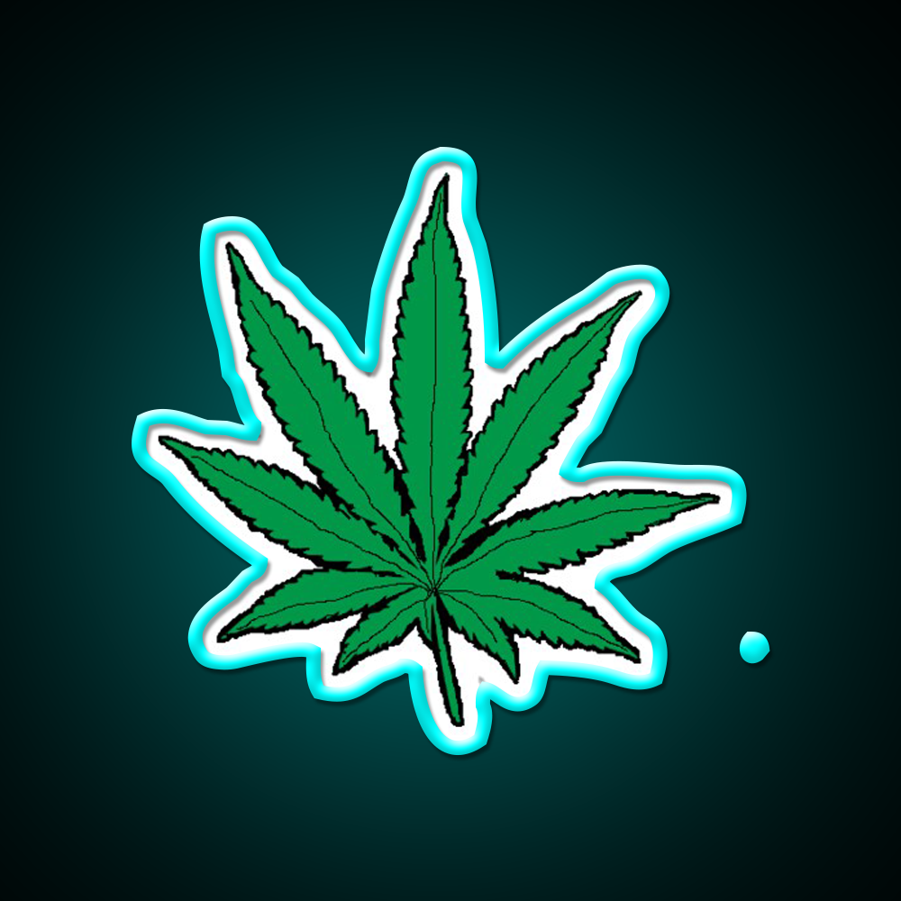 Weed Leaf Hemp Inspired Green Leaf Led Neon Sign Rgb Color - Size and dimension reference