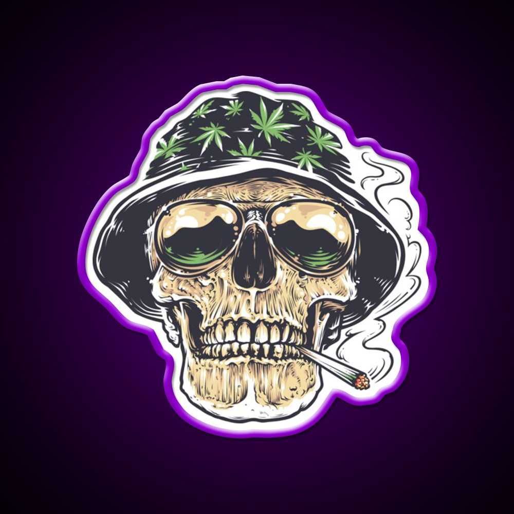 Weed Skull Hemp Inspired Green Leaf Led Neon Sign Rgb Color - LED neon sign view 9