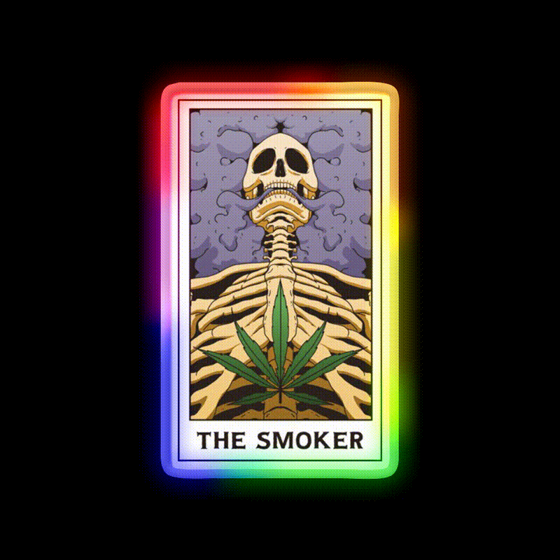 Weed Smoker Hemp Inspired Green Leaf Led Neon Sign Rgb Color - LED neon sign close-up detail