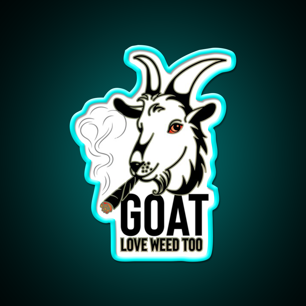 Weed Smooking Goat Hemp Inspired Green Leaf Led Neon Sign Rgb Color - Size and dimension reference