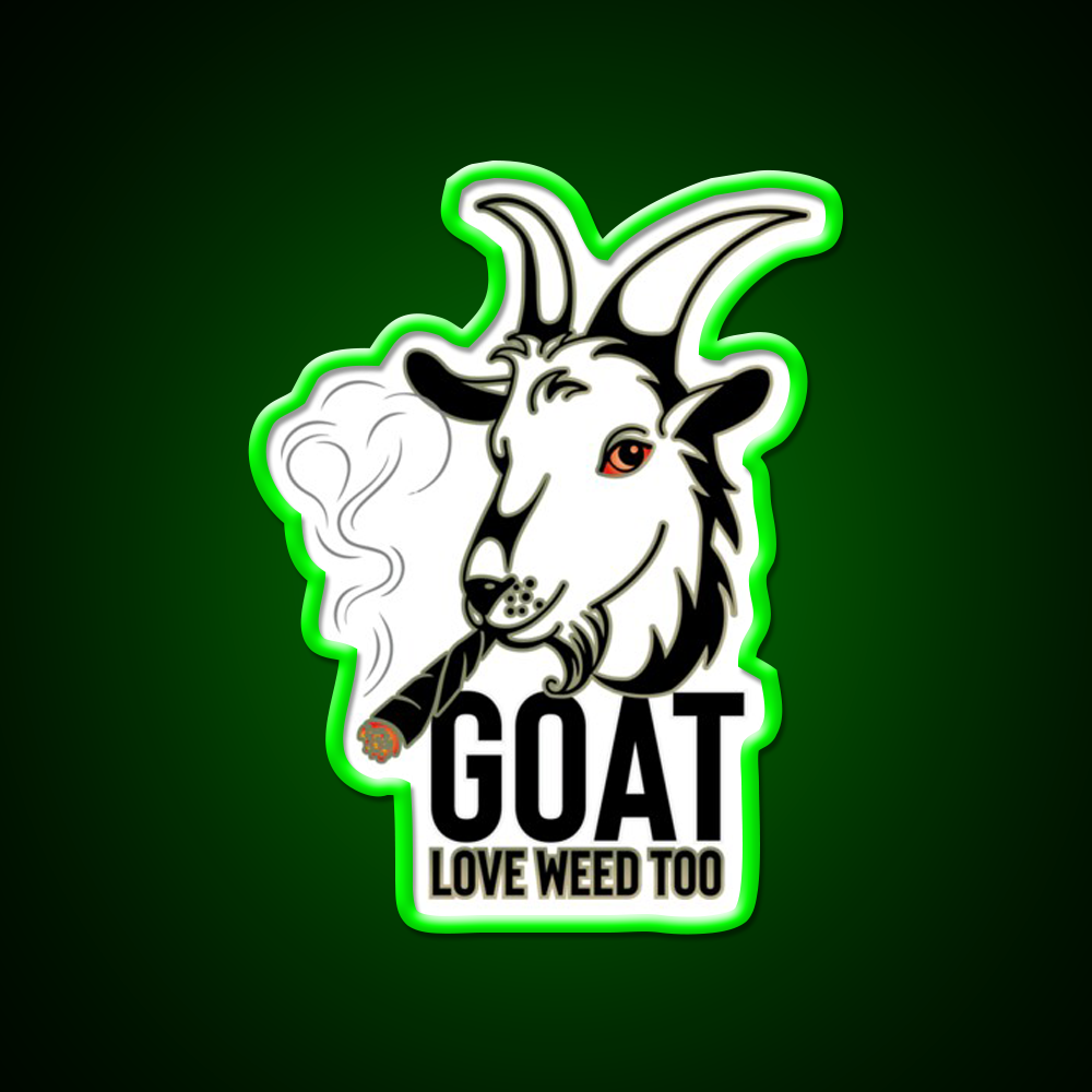 Weed Smooking Goat Hemp Inspired Green Leaf Led Neon Sign Rgb Color - LED neon sign view 8