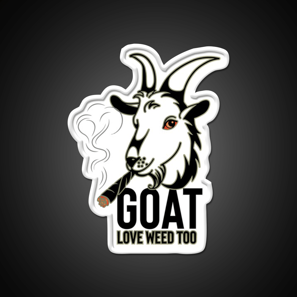 Weed Smooking Goat Hemp Inspired Green Leaf Led Neon Sign Rgb Color - Shineneon