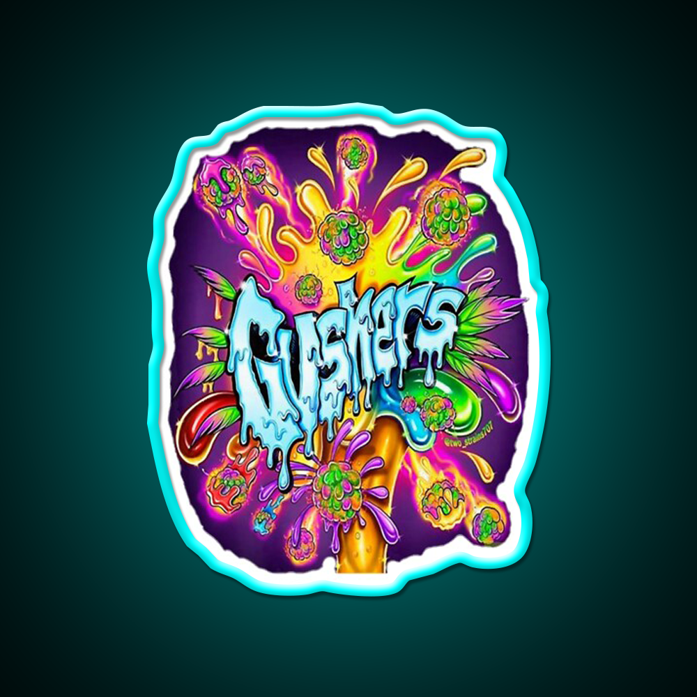 Weed Strains Gushers 420 Culture Hemp Inspired Green Leaf Led Neon Sign Rgb Color - Size and dimension reference