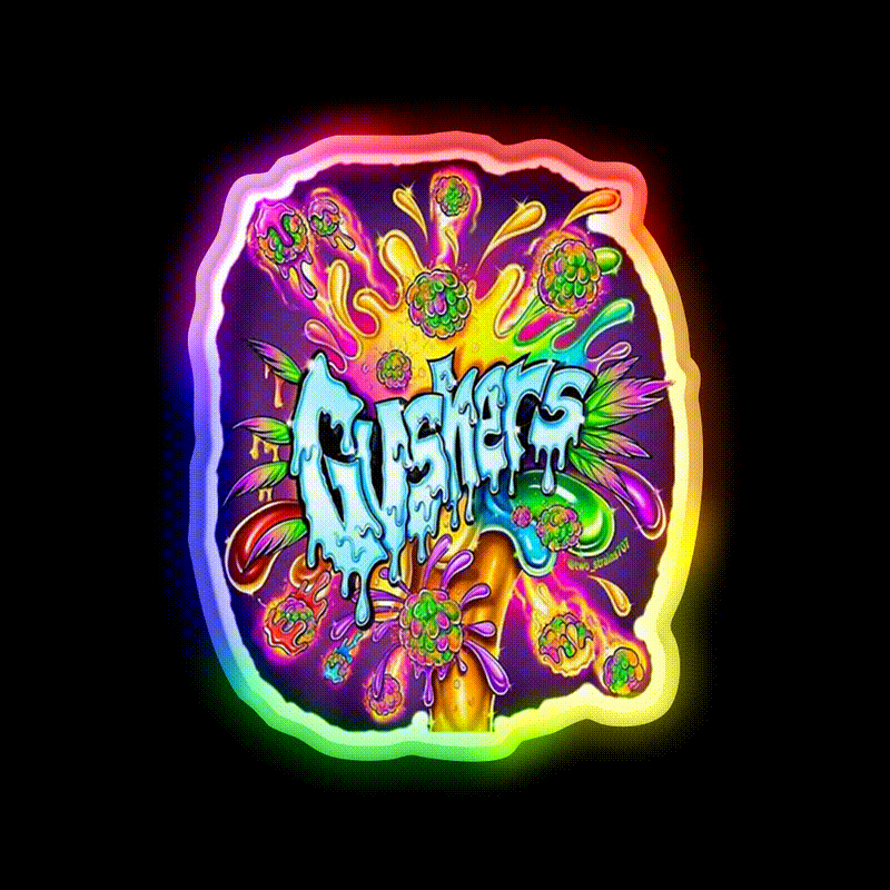 Weed Strains Gushers 420 Culture Hemp Inspired Green Leaf Led Neon Sign Rgb Color - LED neon sign close-up detail