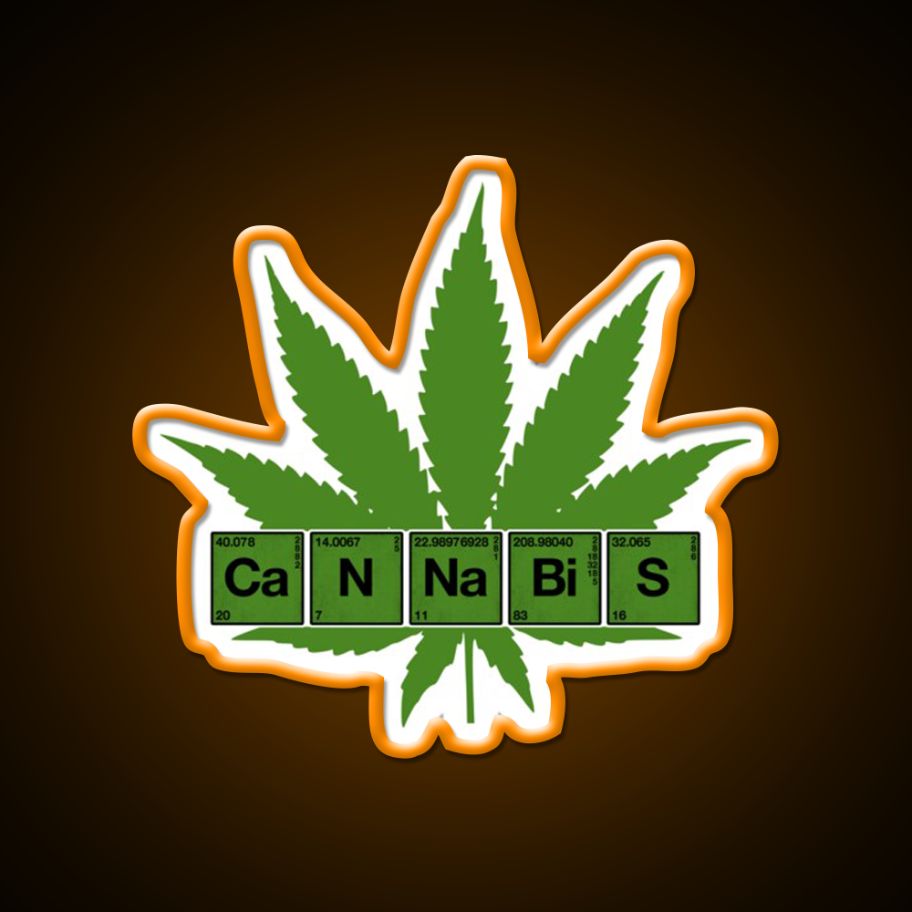 Weed Table Of Elements Pse Hemp Inspired Green Leaf Led Neon Sign Rgb Color - LED neon sign view 6
