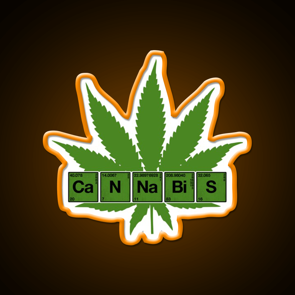 Weed Table Of Elements Pse Hemp Inspired Green Leaf Led Neon Sign Rgb Color - Shineneon