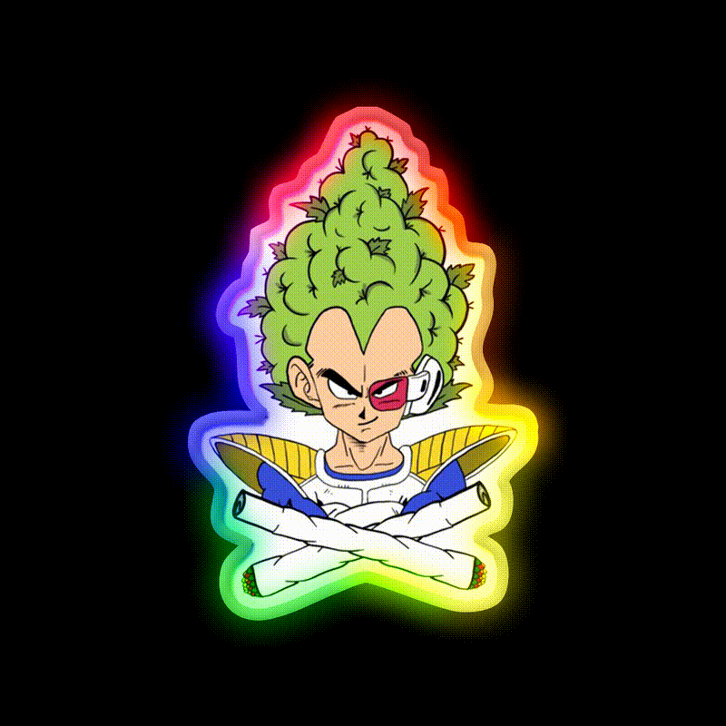 Weed Vegeta Hemp Inspired Green Leaf Led Neon Sign Rgb Color - LED neon sign close-up detail