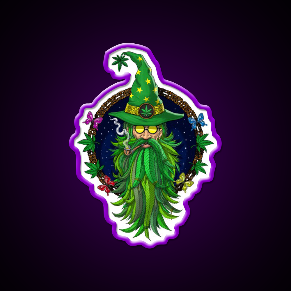 Weed Wizard Hemp Inspired Green Leaf Led Neon Sign Rgb Color - LED neon sign view 9