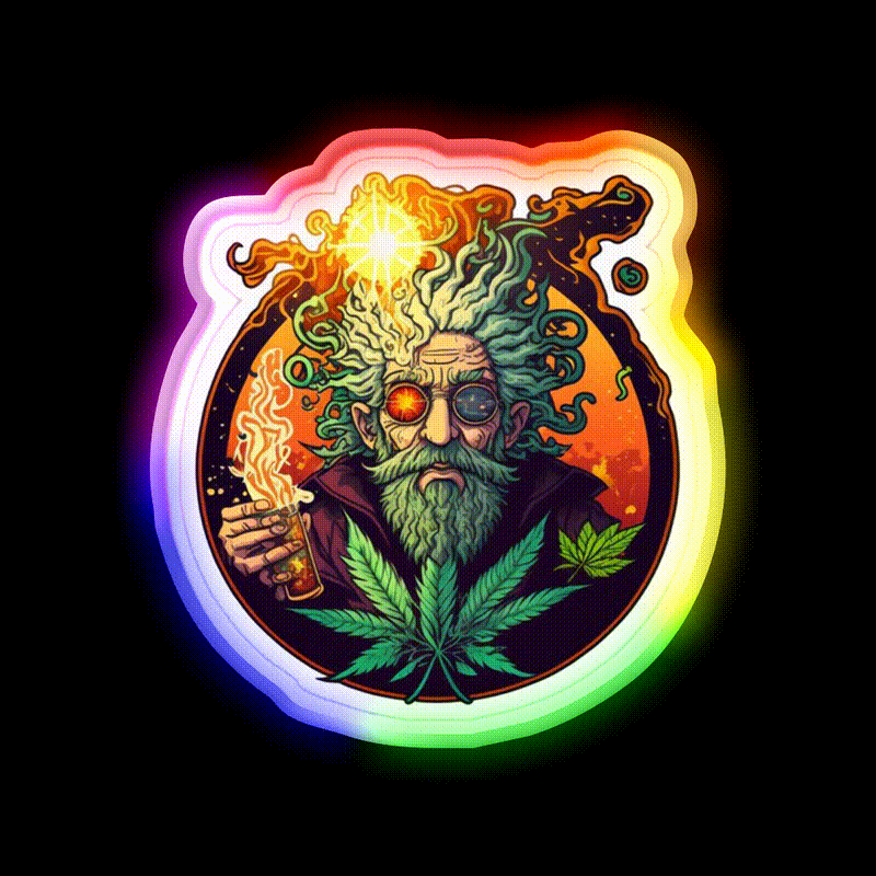 Weed Wizardry Collectible Hemp Inspired Green Leaf Led Neon Sign Rgb Color - LED neon sign close-up detail