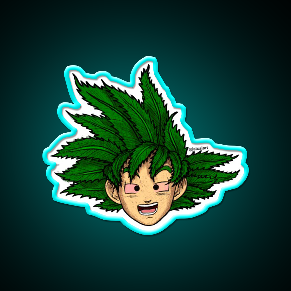 Weedheadz Goku Hemp Inspired Green Leaf Led Neon Sign Rgb Color - Size and dimension reference