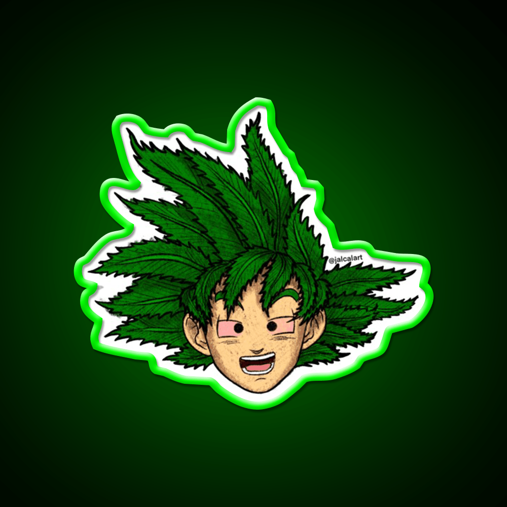Weedheadz Goku Hemp Inspired Green Leaf Led Neon Sign Rgb Color - Shineneon