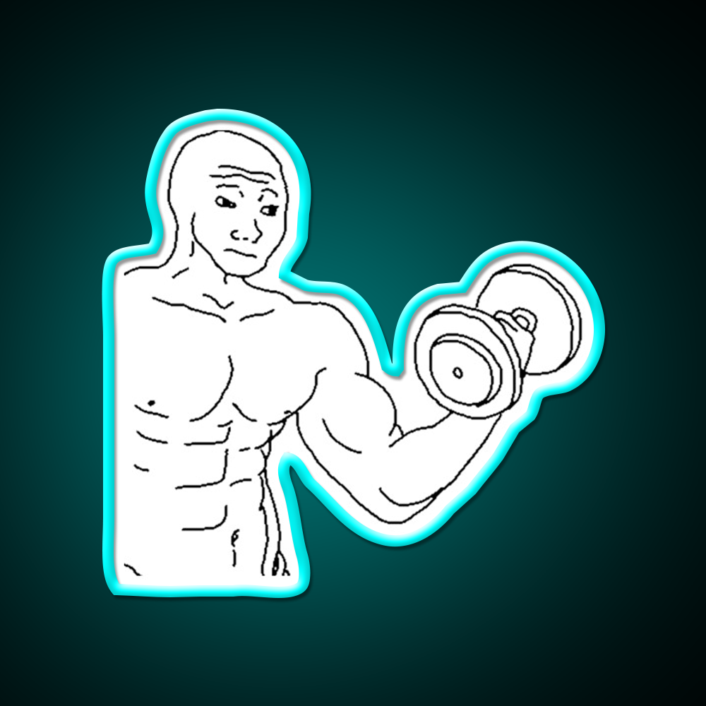 Weight Lifting Bodybuilding Wojak Gym Fitness Led Neon Sign Rgb Color