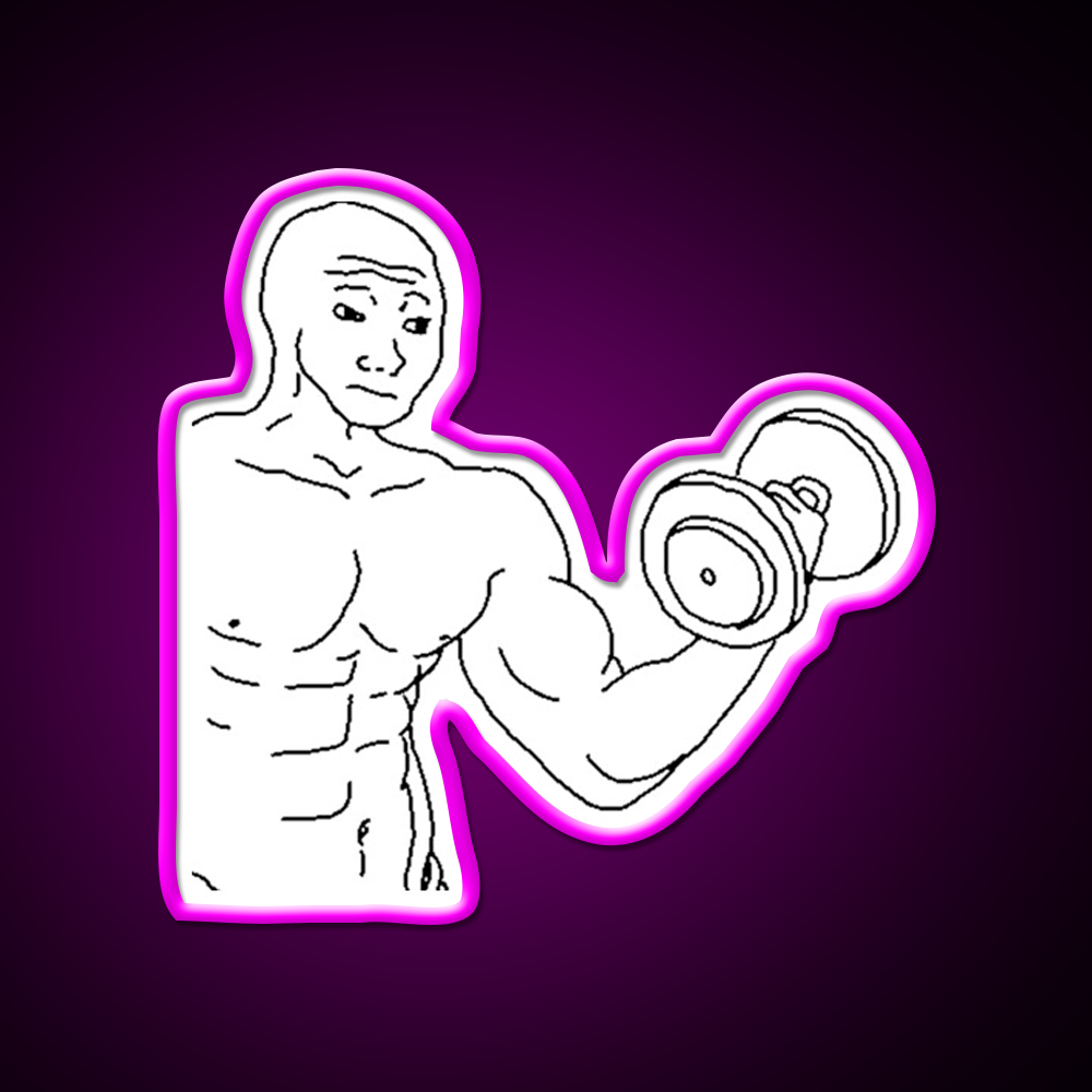 Weight Lifting Bodybuilding Wojak Gym Fitness Led Neon Sign Rgb Color