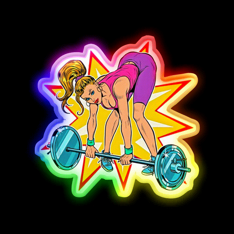 Weight Lifting Deadlift Female Bodybuilder Gym Fitness Led Neon Sign Rgb Color