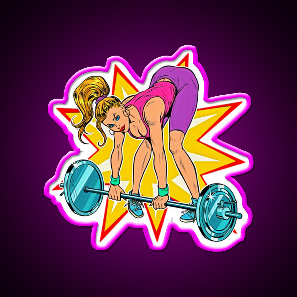 Weight Lifting Deadlift Female Bodybuilder Gym Fitness Led Neon Sign Rgb Color