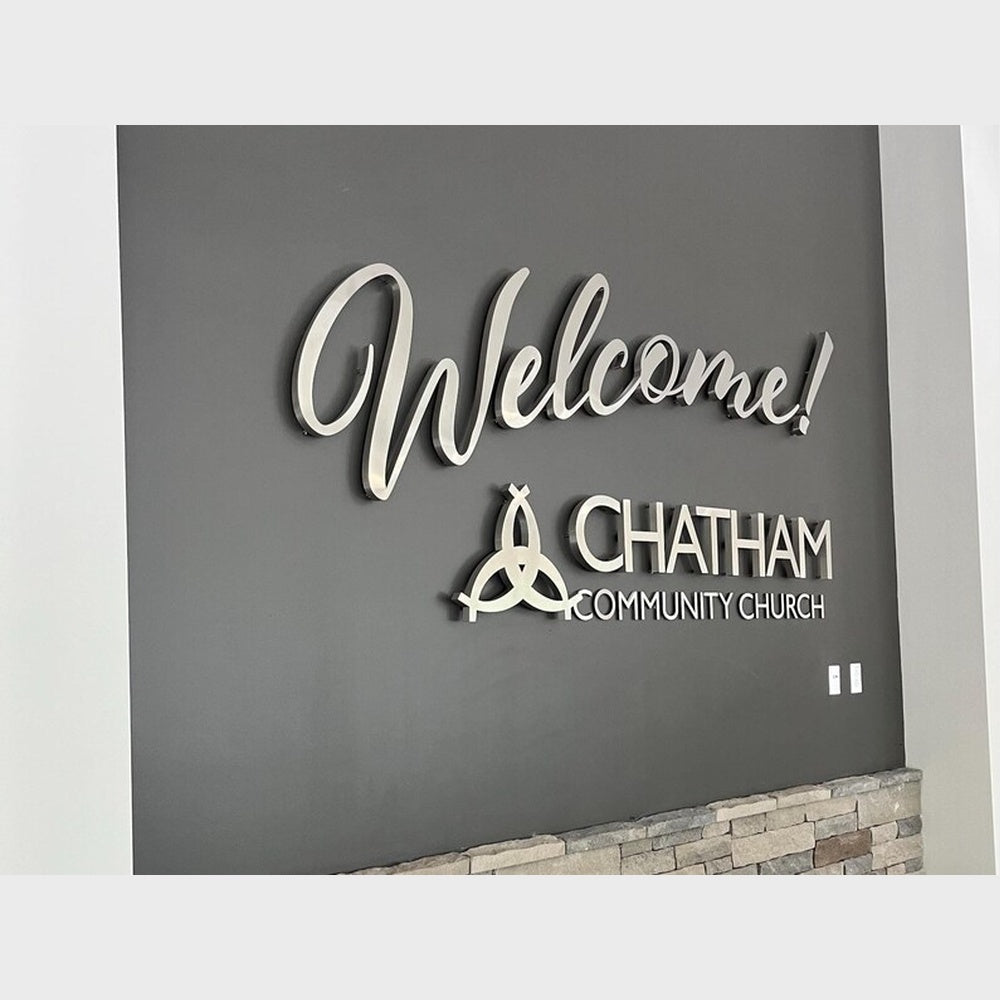 Welcome Chatham Stainless Steel Metal 3d Sign