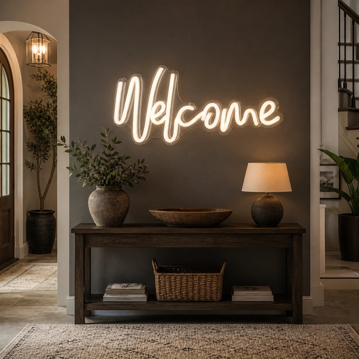 Welcome LED Neon Sign Garage Man Cave Neon Sign real lifestyle scene